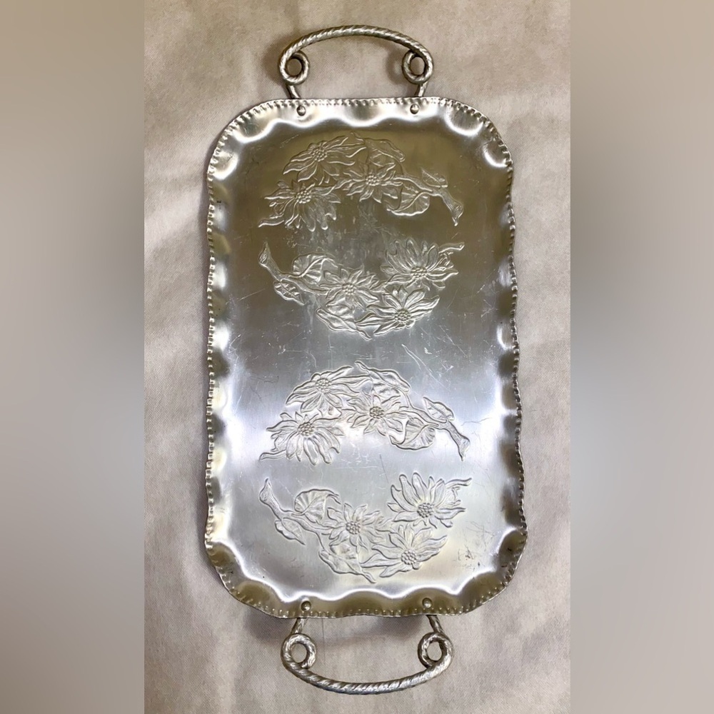 Silver Rectangular Serving Tray with Handles